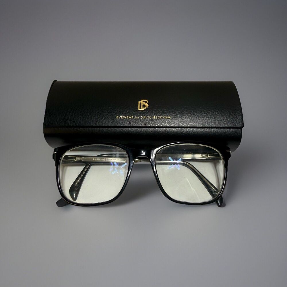 David Beckham Black Silver Square - Oval Eyeglass Frame Only